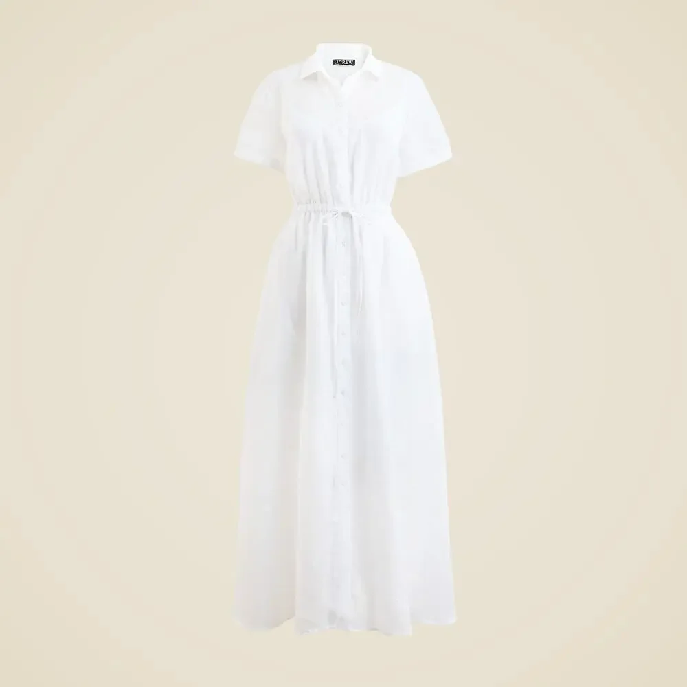J.Crew Cerise Midi shirt-dress in ramie White Size 10 NWT Old Money Quiet Luxury - Picture 3 of 7